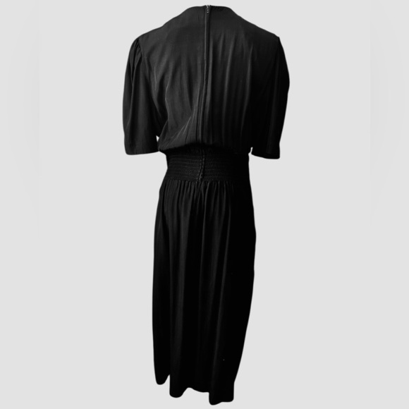 70s Vintage Amy Deb Little Black Minimalist Chic Dress with gorgeous drape - Picture 2 of 5